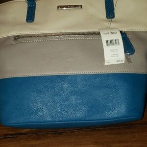 Nine West Blue, Cream, and Gray Tote